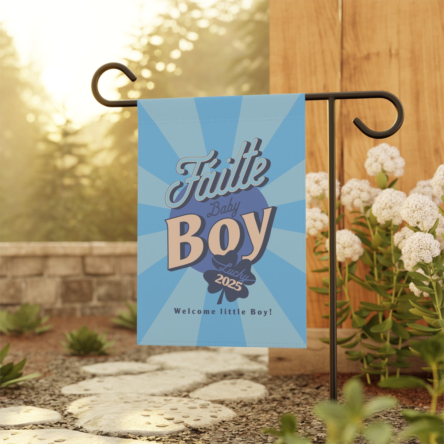 Garden Flag, Baby Boy Outdoor Decor, House Banner, Gender Reveal Yard Sign, Newborn Welcome Gift, Personalized Garden Flag