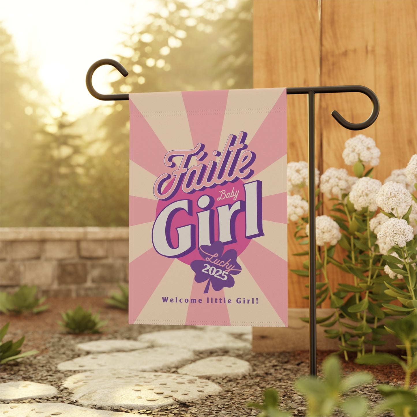 Garden Flag, New Baby Girl Banner, Outdoor Yard Sign, Home Decor Flag, Spring Welcome Flag, Baby Shower Gift Decor