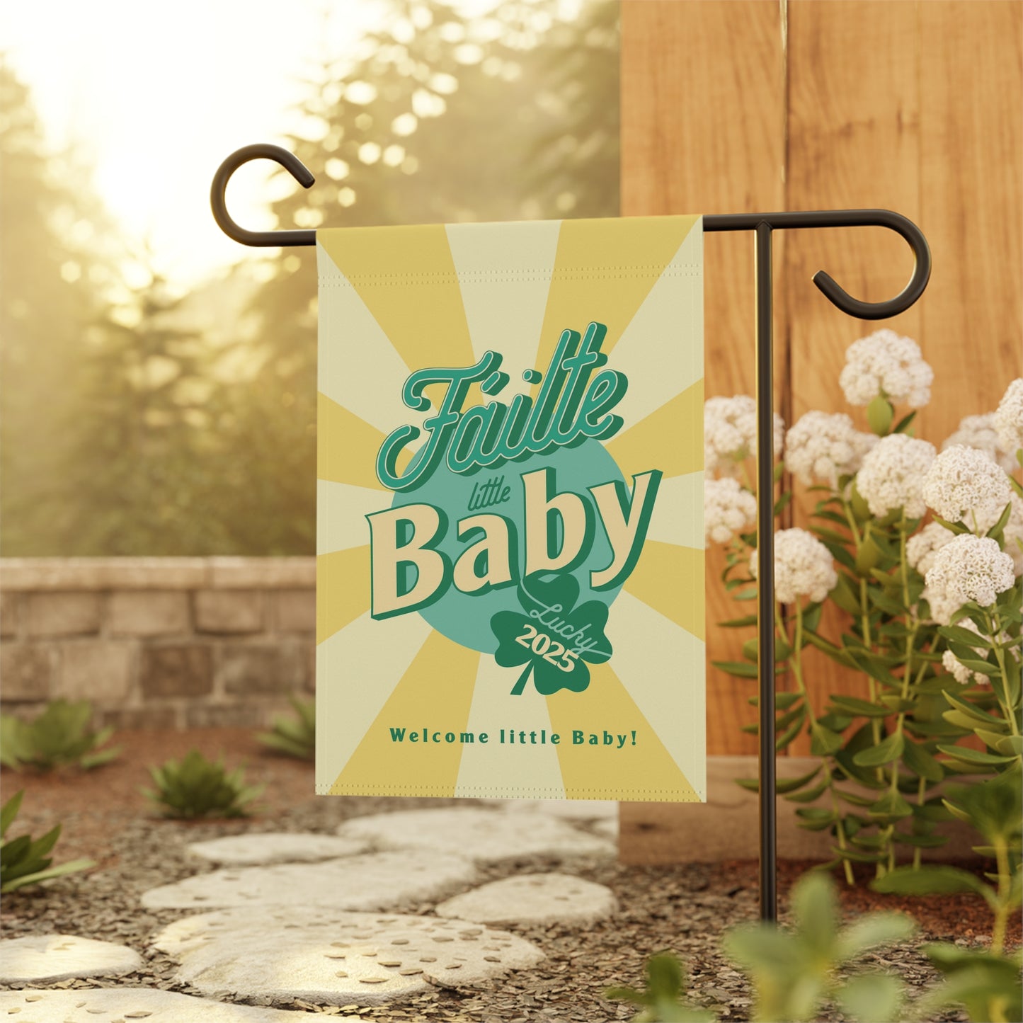 Garden Flag, Irish Flag for New Baby, St. Patrick's Day Banner, Luck of the Irish Outdoor Decor, House and Garden Flag, Shamrock Welcome