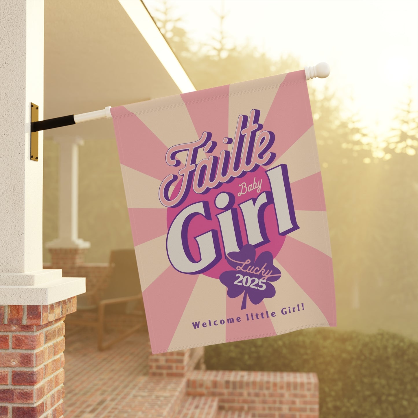 Garden Flag, New Baby Girl Banner, Outdoor Yard Sign, Home Decor Flag, Spring Welcome Flag, Baby Shower Gift Decor