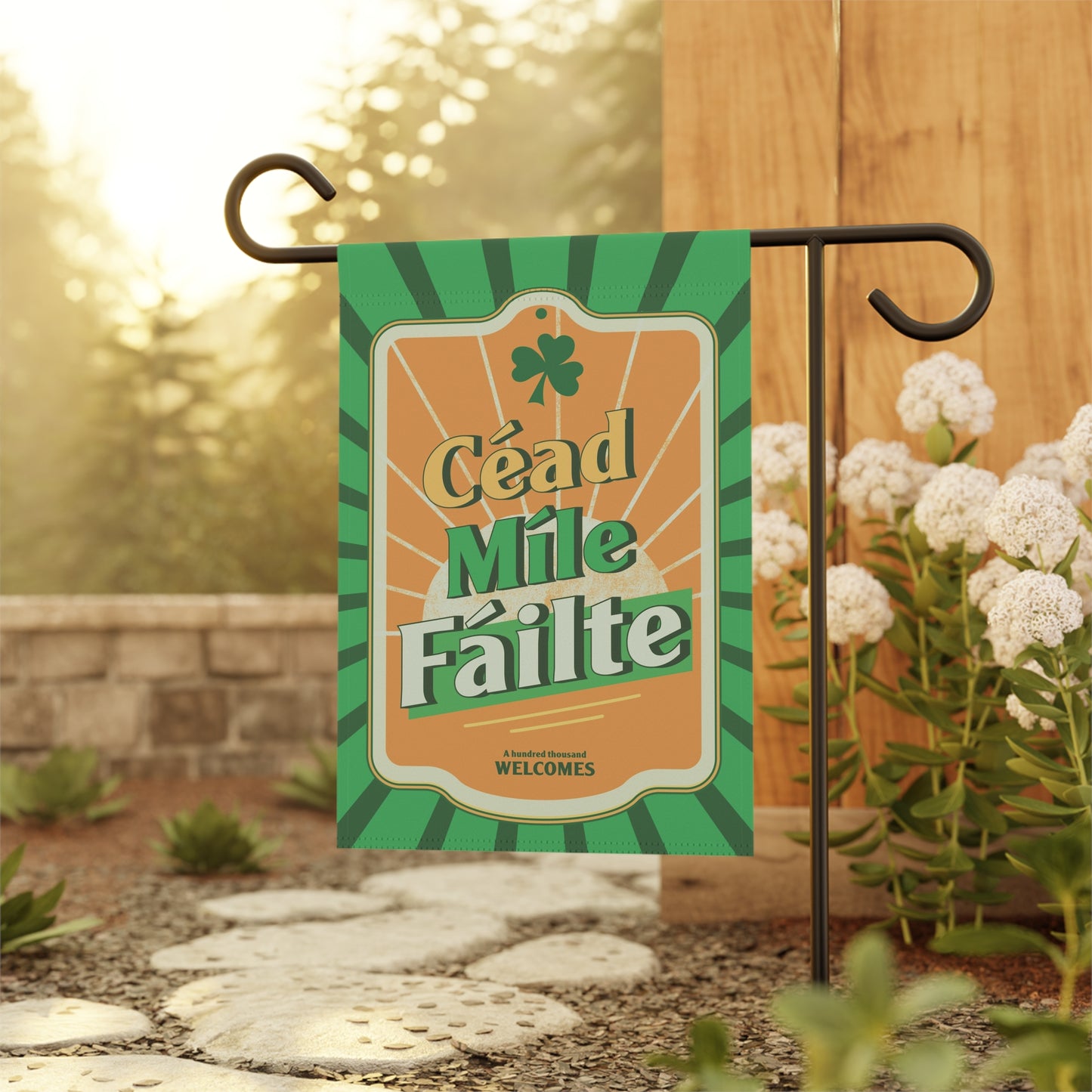 Céad Míle Fáilte Garden Flag 12"x18" - Outdoor and Indoor Decor - Gifts for Home - Irish Yard Art - Flag Art - FULL IRISH!