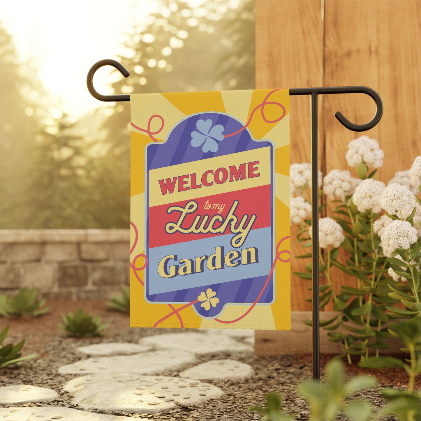 Welcome to My Lucky Garden – Yellow Irish Garden Flag 12"×18"