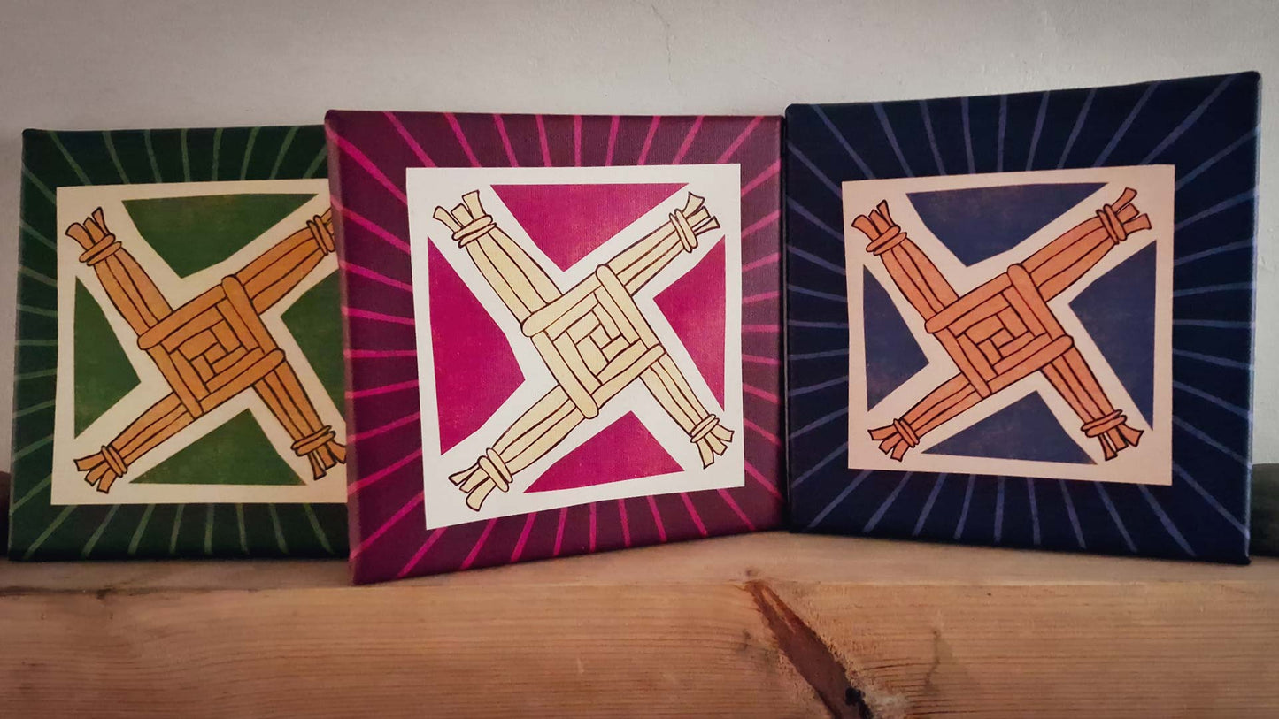 Irish Saint Brigid's Cross on Canvas (burgundy)