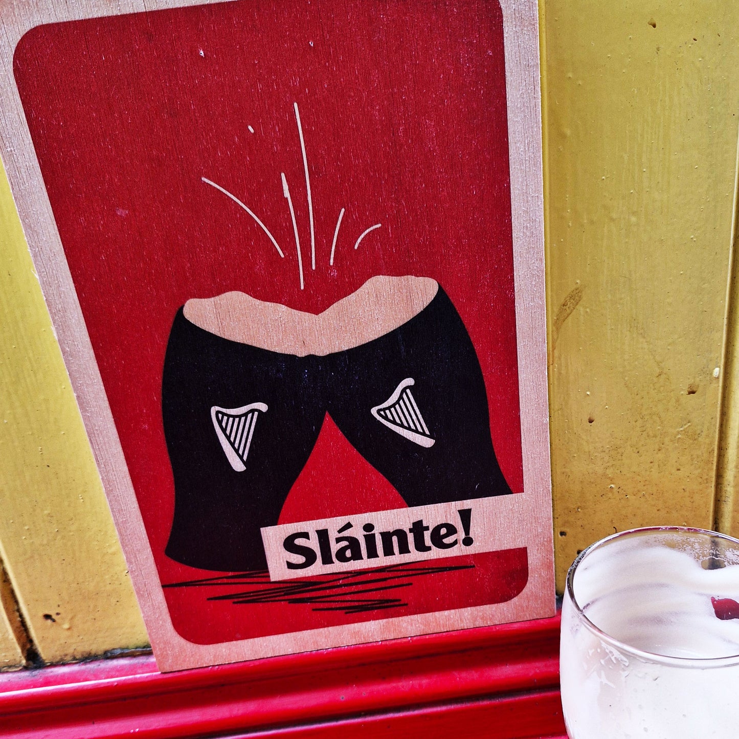 Irish Sláinte Unique Wood Print - Rustic Art on Sustainably Sourced Birch Wood