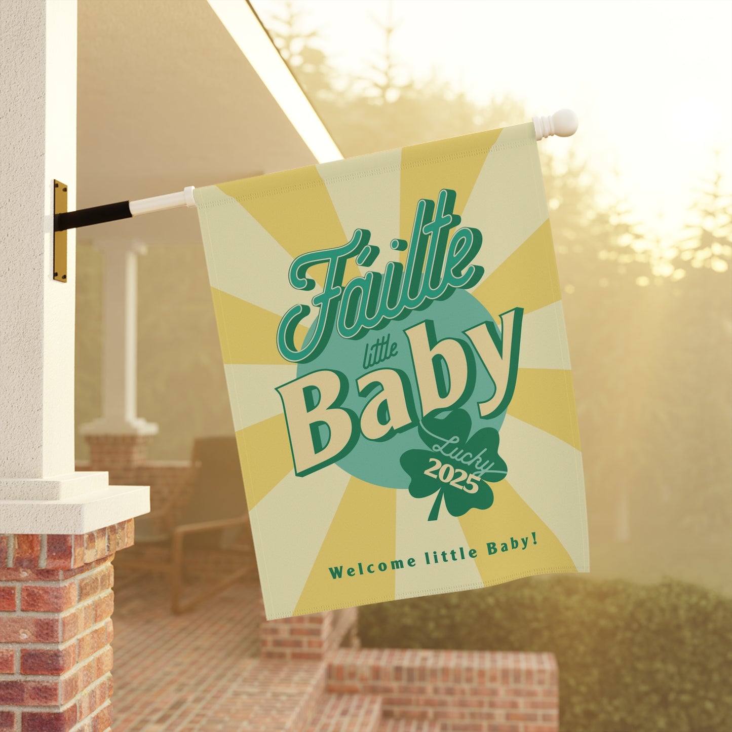 Garden Flag, Irish Flag for New Baby, St. Patrick's Day Banner, Luck of the Irish Outdoor Decor, House and Garden Flag, Shamrock Welcome