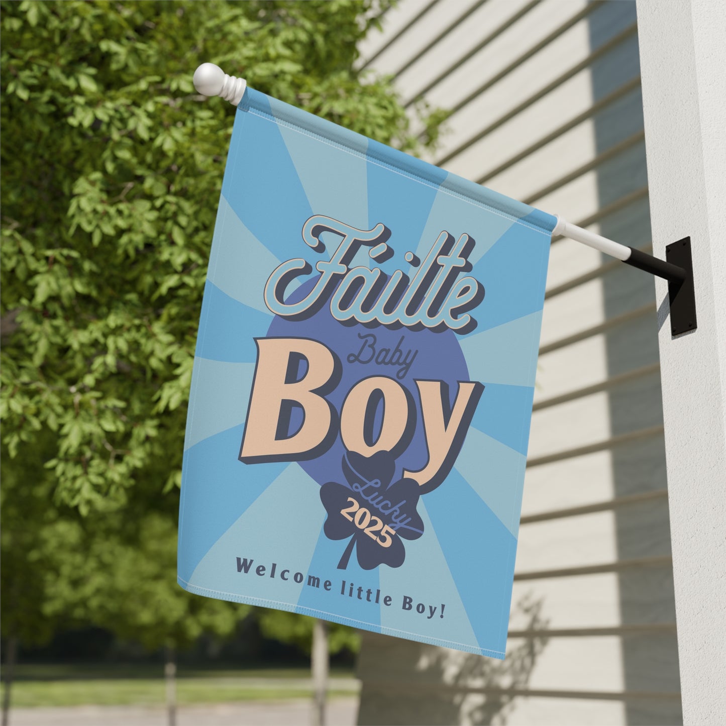 Garden Flag, Baby Boy Outdoor Decor, House Banner, Gender Reveal Yard Sign, Newborn Welcome Gift, Personalized Garden Flag