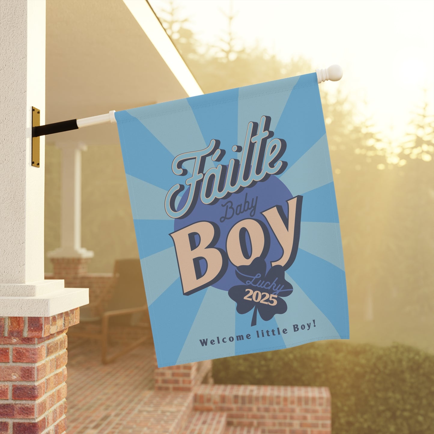Garden Flag, Baby Boy Outdoor Decor, House Banner, Gender Reveal Yard Sign, Newborn Welcome Gift, Personalized Garden Flag