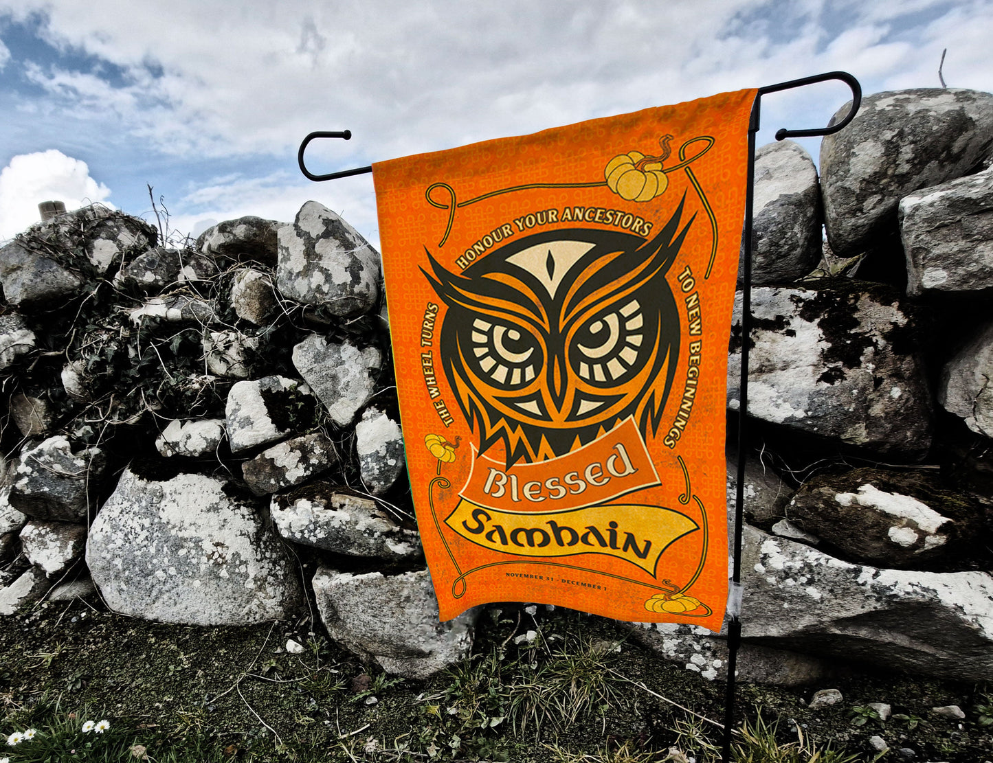 Samhain Garden Banner | Fall Decor, Seasonal Flag, Outdoor Decoration, Halloween Banner, Autumn Home Accent