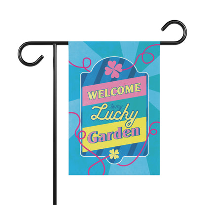 Welcome to My Lucky Garden – Blue Irish Garden Flag 12"×18"