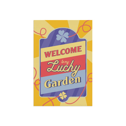 Welcome to My Lucky Garden – Yellow Irish Garden Flag 12"×18"