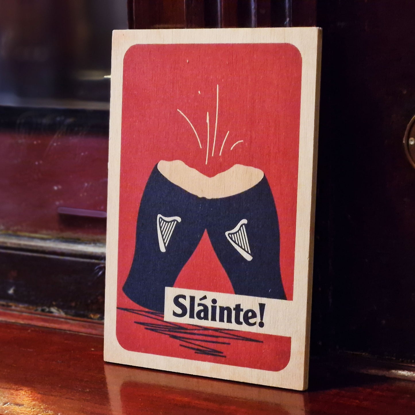 Irish Sláinte Unique Wood Print - Rustic Art on Sustainably Sourced Birch Wood