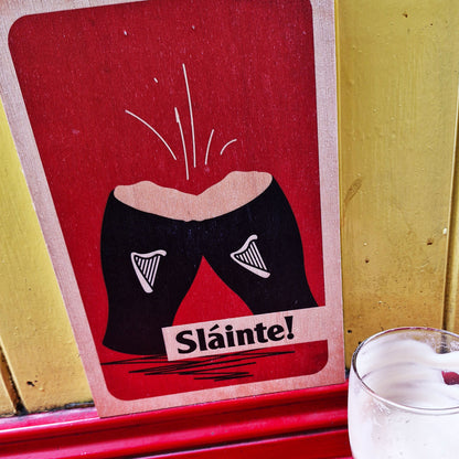 Irish Sláinte Unique Wood Print - Rustic Art on Sustainably Sourced Birch Wood