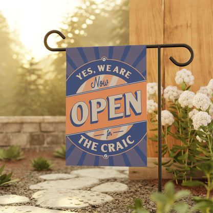 Now Open Garden Flag – Irish Green Welcome Banner | Double-Sided 12×18