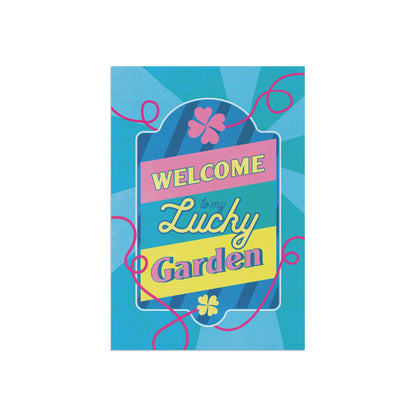 Welcome to My Lucky Garden – Blue Irish Garden Flag 12"×18"