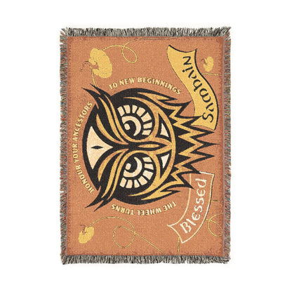 Blessed Owl Woven Blanket — Boho Spiritual Throw for Cozy Home Décor