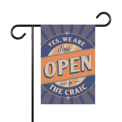 Now Open Garden Flag – Irish Green Welcome Banner | Double-Sided 12×18