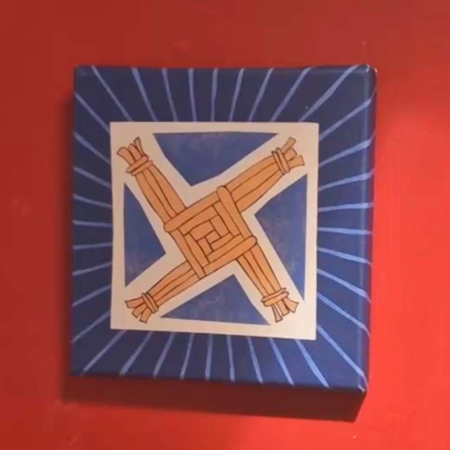 Irish Saint Brigid's Cross on Canvas (burgundy)
