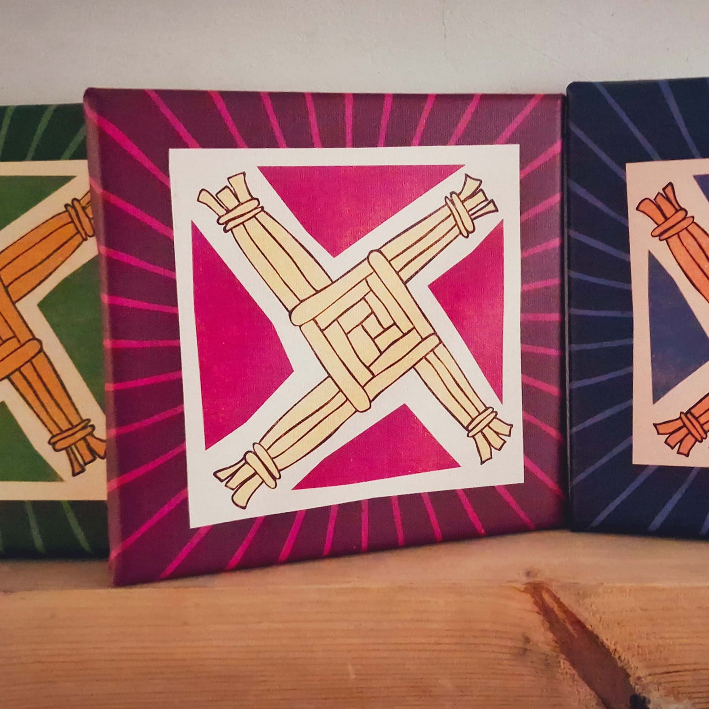 Irish Saint Brigid's Cross on Canvas (burgundy)