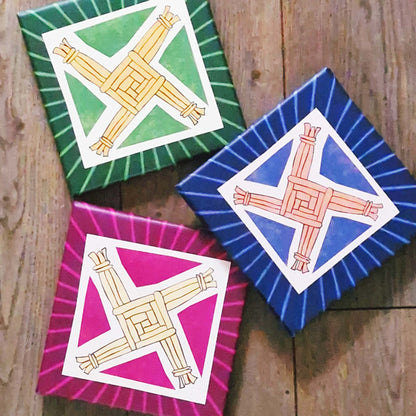Irish Saint Brigid's Cross on Canvas (burgundy)
