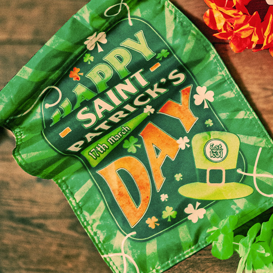 Garden Banner, Holiday Outdoor Decor, St. Patrick's Day House Flag, Garden Decoration, Lucky Garden Sign, Shamrock Banner