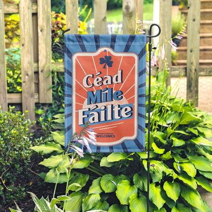 Céad Míle Fáilte Garden Flag 12"x18"  - Outdoor and Indoor Decor - Gifts for Home - Irish Yard Art - Flag Art - FULL IRISH!