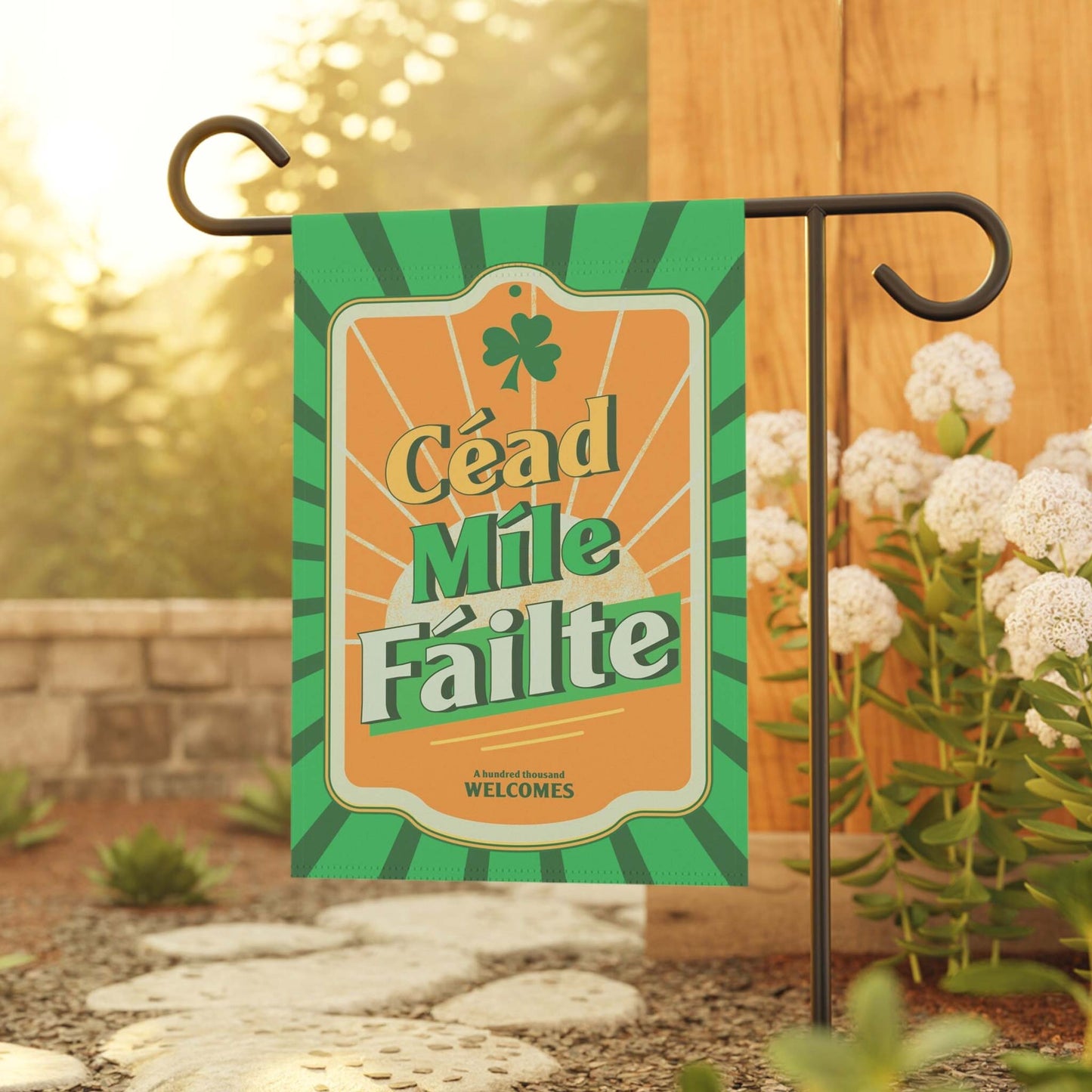 Céad Míle Fáilte Garden Flag 12"x18"  - Outdoor and Indoor Decor - Gifts for Home - Irish Yard Art - Flag Art - FULL IRISH!