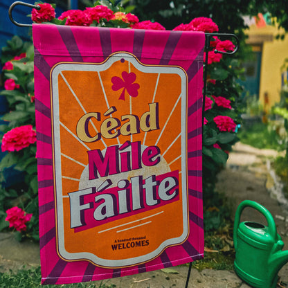 Céad Míle Fáilte Garden Flag 12"x18"  - Outdoor and Indoor Decor - Gifts for Home - Irish Yard Art - Flag Art - SPRING EDITION!